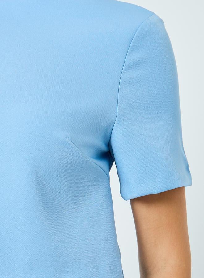 Styli Women Blue Short Sleeves A-Line Maxi Dress - Image 3